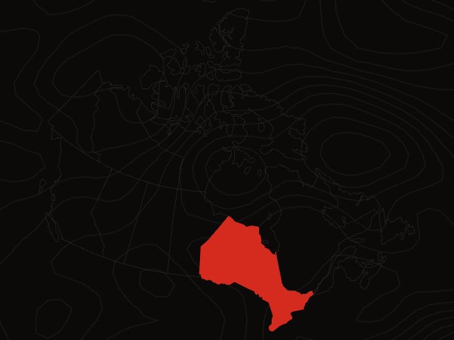 Map of Canada with Ontario live in red; the other provinces are coming soon
