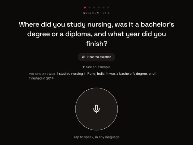 Portage’s voice intake: Priya’s story in Hindi, its English translation and the facts it picked out